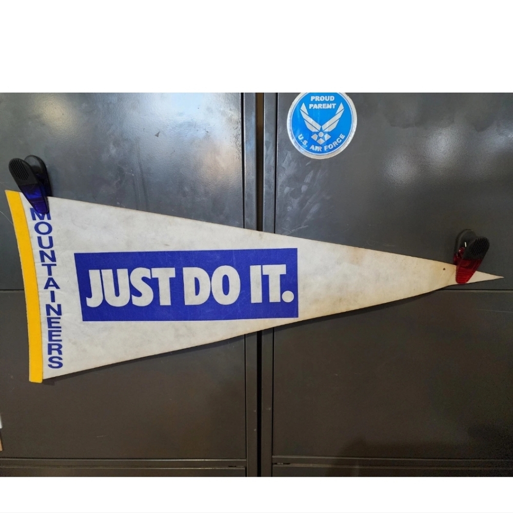 Vintage Nike West Virginia Mountaineers Pennant  "Just Do It"  Used